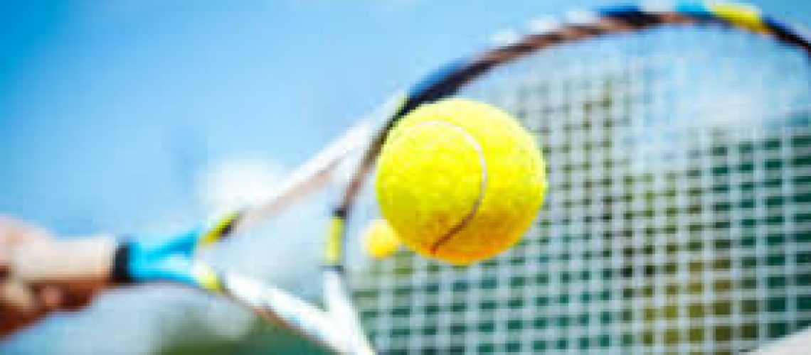 hitting tennis balls